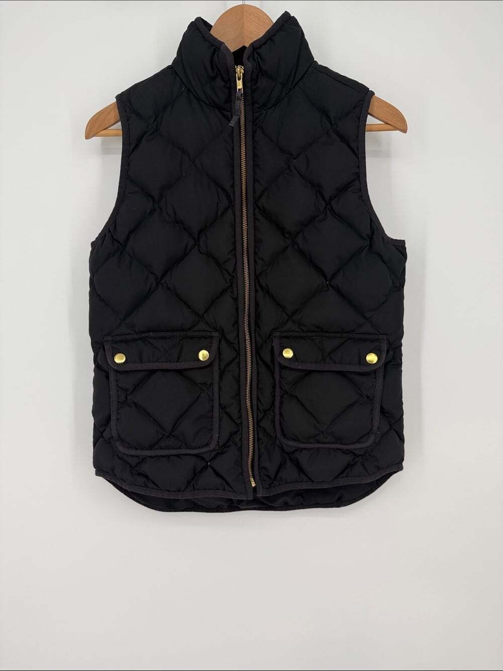 J. Crew Black Quilted Down Puffer Vest Size XS